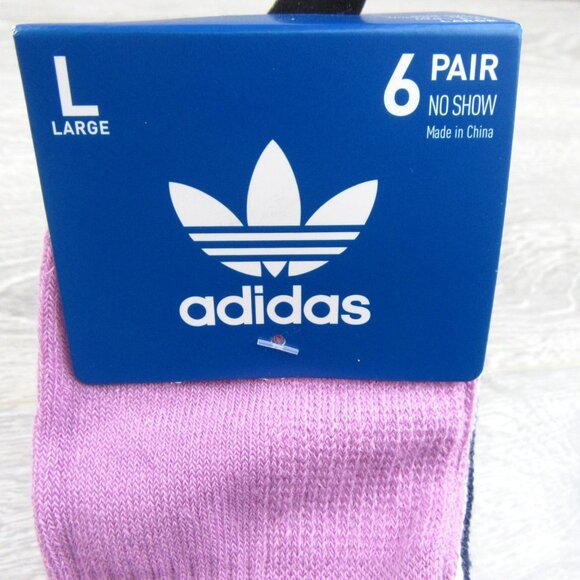 Adidas Active No Show Socks Womens Size Large (6 Pairs) Multi Color Pack NEW - Picture 3 of 13